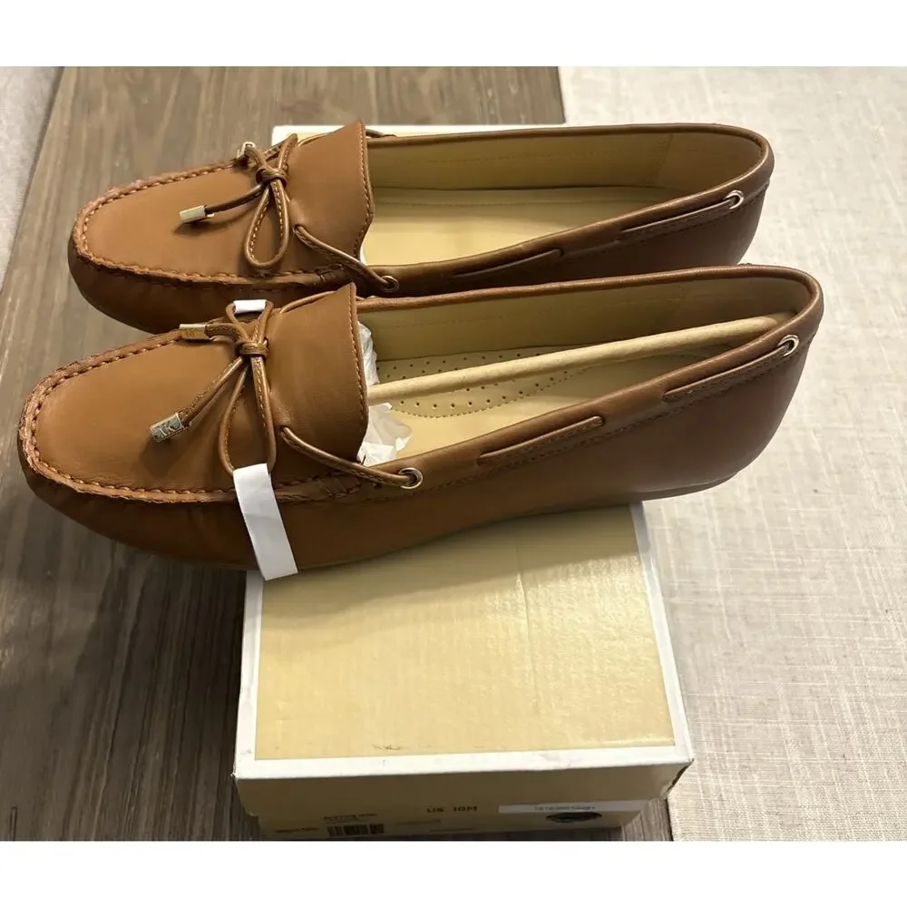 NEW Michael Kors Women's Sutton Brown Leather Moccasin Flat Loafers Size 10M